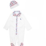 طقم أفرول مع قبعة من اتيلييه بابي - زهور صغيرة (حمراء)