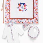 طقم من أربع قطع من اتيلييه بابي - زهور صغيرة (حمراء)