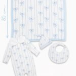 طقم من أربع قطع من اتيلييه بابي - شرائط زرقاء