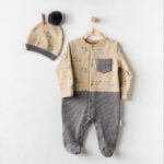 طقم أفرول مع قبعة بثيم الحمار الوحشي الصغير - أندي واوا