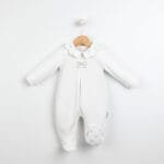 أفرول الشرائط قطني أنيق باللون الأبيض - بيبي دولا