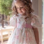 فستان قطني من OREN مع طبقة التور الناعم ازرق -وردي طويل