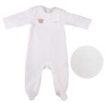 WHITE FF FILLING LONG SLEEVE WITH FEET BABYSUIT
