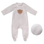 WHITE FF FILLING LONG SLEEVE WITH FEET BABYSUIT
