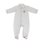 WHITE FF FILLING FABRIC LONG SLEEVE WITH FEET BABY SUIT
