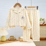 بجامة قطن مورد بخيوط برتقاليه