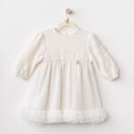 فستان بناتي - ابيض بكركشه