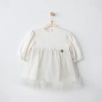 فستان بناتي - ابيض بطبقة تور ناعمه