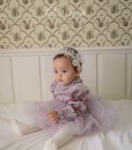 فستان بنفسجي من المخمل و التور من OREN - Image 11