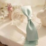 mint sky blue ribbon elastic hairband