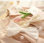 beige big ribbon elastic hairband - Image 5