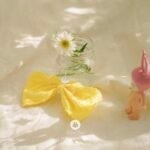 Ribbon  cute yellow cotton lace hair pin