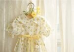 cute yellow flower lace ribbon linen + cotton baby dress - Image 4