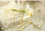 cute yellow flower lace ribbon linen + cotton baby dress - Image 2