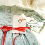 vintage blue red ribbon point cotton baby dress