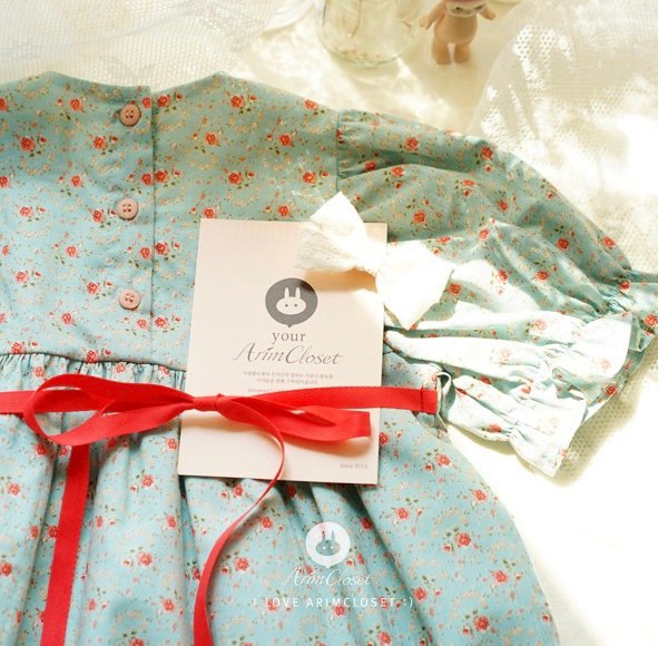 img_5535 vintage blue red ribbon point cotton baby dress - Image 1