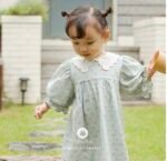 vintage blue red ribbon point cotton baby dress - Image 5