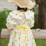 cute yellow flower lace ribbon linen + cotton baby dress - Image 7