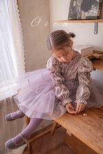 فستان بنفسجي من المخمل و التور من OREN - Image 7