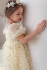 فستان التور محبوك بالورد الناعم ( وردي _ اصفر ) - Image 6