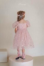 فستان التور محبوك بالورد الناعم ( وردي _ اصفر ) - Image 4