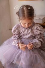 فستان بنفسجي من المخمل و التور من OREN - Image 2