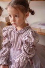 فستان بنفسجي من المخمل و التور من OREN - Image 5