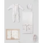 طقم بناتي ابيض  0-3 months