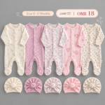 طقم من ٥ قطع مع كابات مميزه 0-3 months