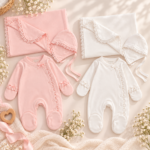 طقم بناتي ابيض   0-3 months - Image 2